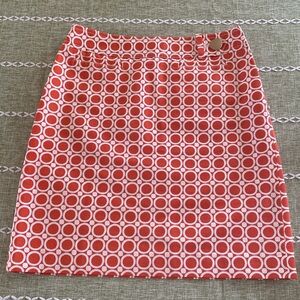 Ann Taylor Retro Style Geometric Orange White Skirt Size 2 Petite